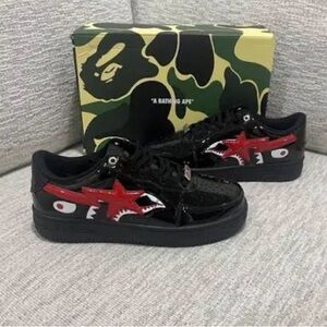 Bape Black and Red Sneakers